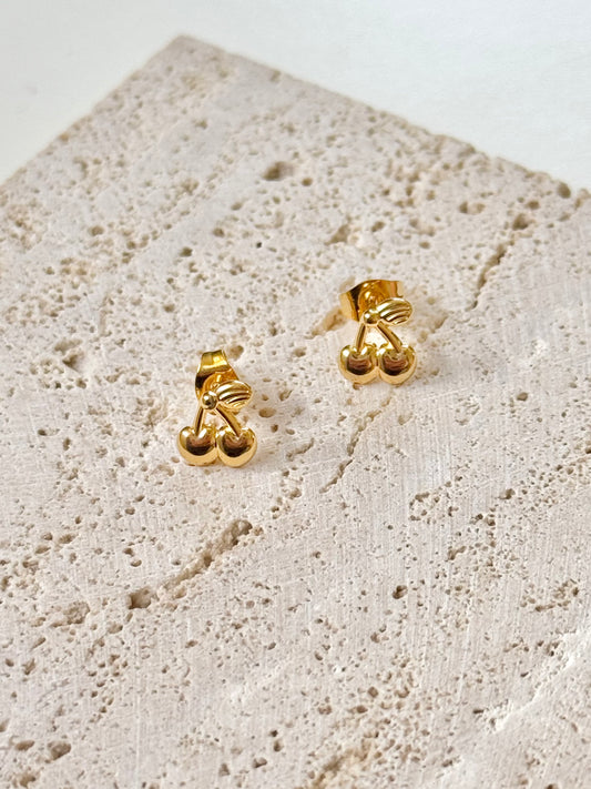Gold Cherry Earrings